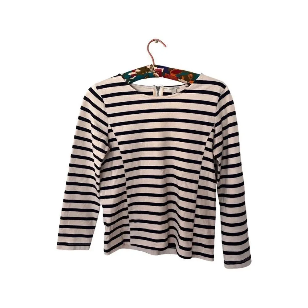 J crew . Black and cream stripe heavy knit top